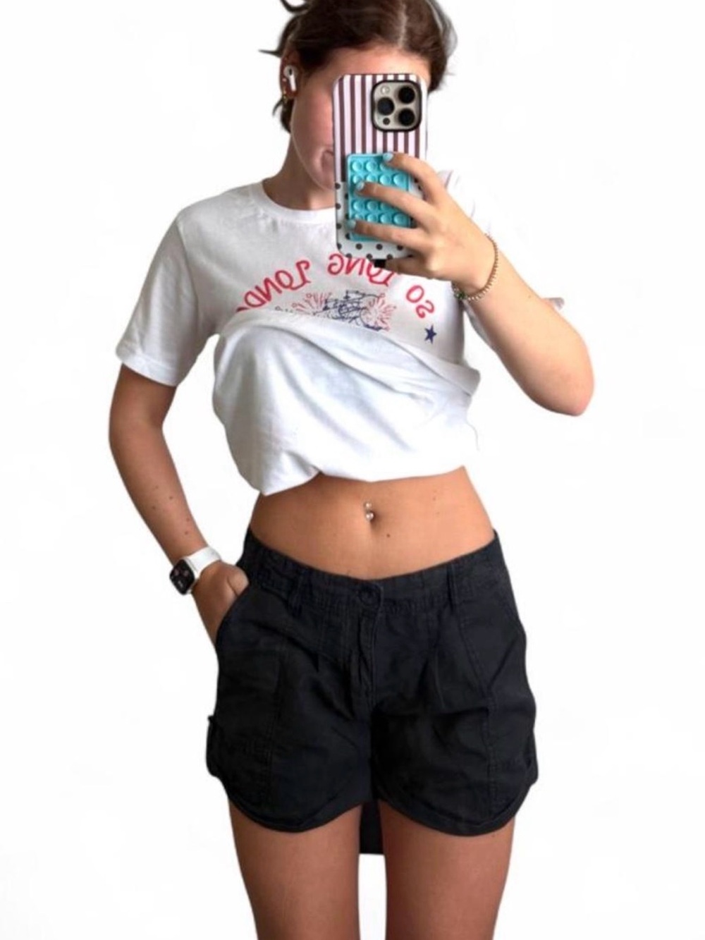 Converse Y2K Vintage Black Rolled-Hem Utility Shorts